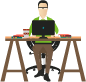 New colleague working at desk